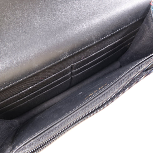 CHANEL CC GHW SHW 19 WOC Wallet On Chain Shoulder Bag Tweed Black Purple