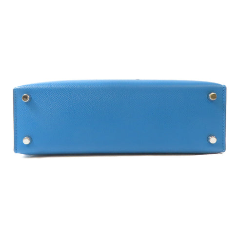 HERMES PHW Verrou 21 Shoulder Bag Epsom Leather Blue Zanzibar