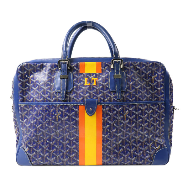 GOYARD SHW Ambassade MM Handbag Coated Canvas/Leather Blue