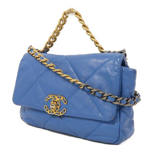 CHANEL Quilted CC Chanel 19 2Way Chain Shoulder Bag AS1160 Lambskin Leather Blue