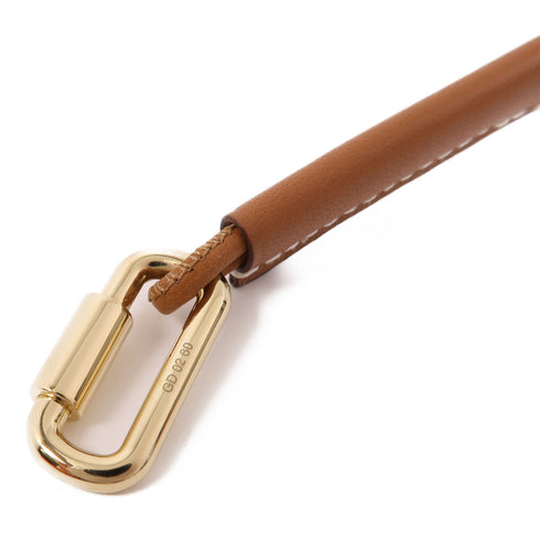 HERMES Curiosite Mousqueton Necklace Veau Swift Leather Gold Brown