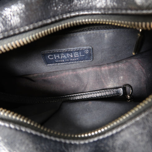 CHANEL CC Gabrielle Chain Shoulder Bag Calfskin Leather/Canvas Navy/Black