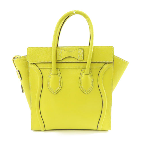 CELINE SHW Luggage Handbag Calfskin Leather Yellow