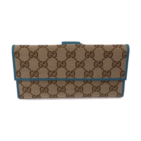 GUCCI GG GHW Long Wallet Canvas 231841 Brown/Blue