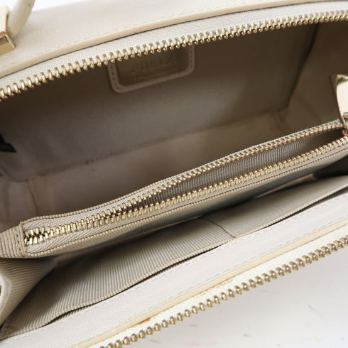 Furla GHW 2 Way Shoulder Bag Calfskin Leather White