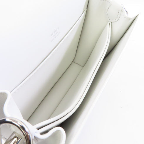 HERMES PHW Mini Roulis Shoulder Bag Evercolor Leather Blanc White