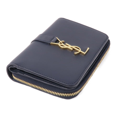 SAINT LAURENT YSL GHW Wallet GNC457797 Calfskin Leather Navy