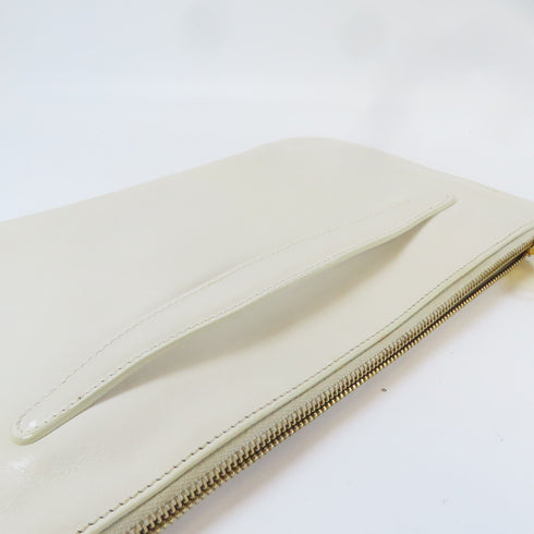 Miu Miu GHW Clutch Pouch With Handle Handbag RP0370 Calfskin Leather White