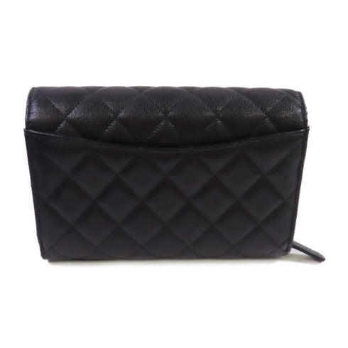 CHANEL Quilted CC GHW Wallet On Chain Shoulder Bag Calfskin Leather AP3547 Black