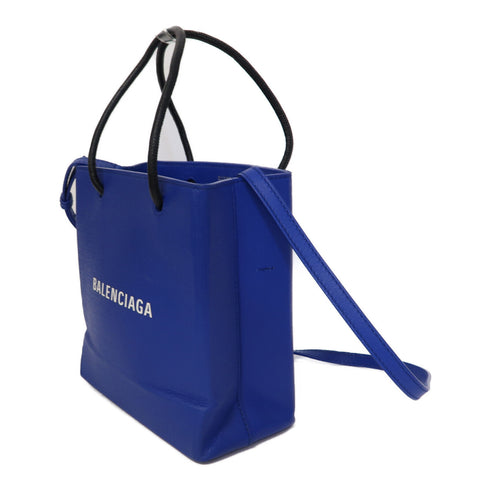 BALENCIAGA SHW Tote Bag 2Way Shoulder Bag Calfskin Leather 572411-4214 Blue