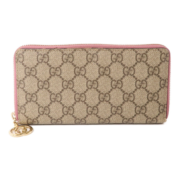 GUCCI GG GHW Long Wallet 307982 Coated Canvas Brown Pink