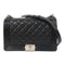CHANEL Quilted CC SHW Boy 28cm Chain Shoulder Bag Calfskin Leather Black