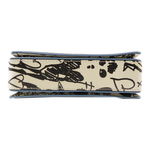 LANVIN GHW Shoulder Bag Calfskin Leather White/Black/Blue