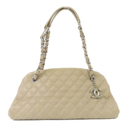 CHANEL Quilted CC SHW Chain Shoulder Bag Leather Light Brown