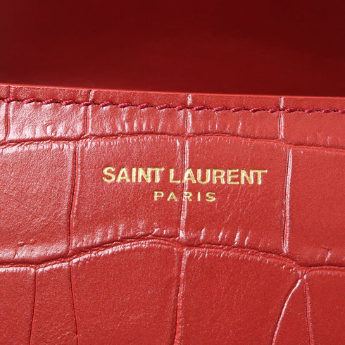 SAINT LAURENT YSL GHW Elise Chain Shoulder Bag 640290 Embossed Calfskin Leather