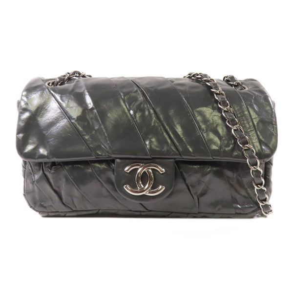 CHANEL CC SHW Chain Shoulder Bag Leather Gray