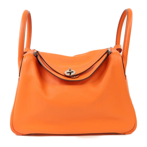 HERMES PHW Lindy 30 2 Way Shoulder Bag Veau Swift Leather Orange