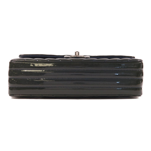 CHANEL CC SHW Chain Shoulder Bag Patent Leather Navy