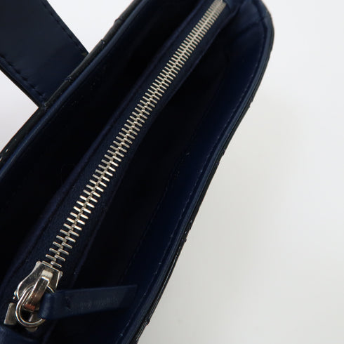 CHANEL Quilted CC SHW Card Case Patent Leather Dark Grey