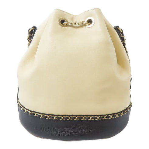 CHANEL CC GHW Chain Shoulder Bag AS0373 Calfskin Leather Black Beige