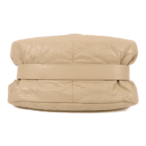 CHANEL CC SHW Chain Shoulder Bag Calfskin Leather Beige