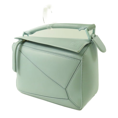 LOEWE GHW Small Puzzle 2 Way Shoulder Bag Handbag Calfskin Leather Light Blue
