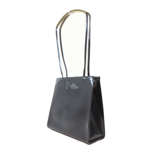 Salvatore Ferragamo GHW Shoulder Handbag Patent Leather Black