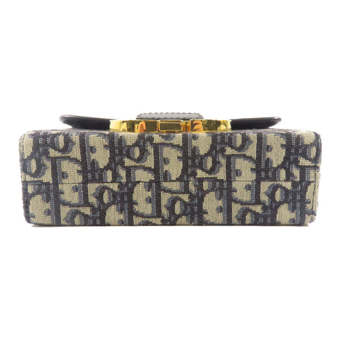 CHRISTIAN DIOR CD GHW 30 Montaigne 2 Way Shoulder Bag Canvas/Leather Navy