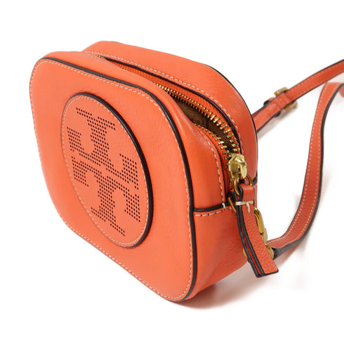 Tory Burch GHW Shoulder Bag Calfskin Leather Orange