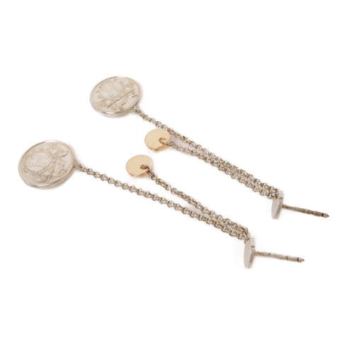 HERMES Ex Libris Earrings 18K Pink Gold 925 Sterling Silver