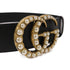 GUCCI GG GHW Marmont Pearl Belt 453260 Calfskin Leather Black