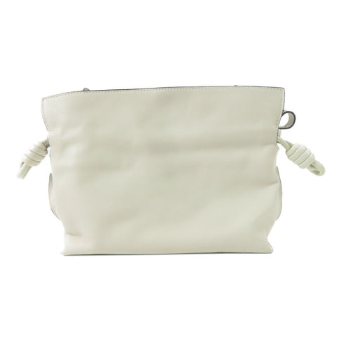 LOEWE GHW Flamenco Clutch Mini Shoulder Bag Calfskin Leather White