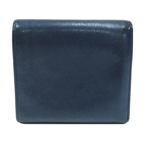 CHANEL CC SHW Camellia Fold Wallet Calfskin Leather Blue
