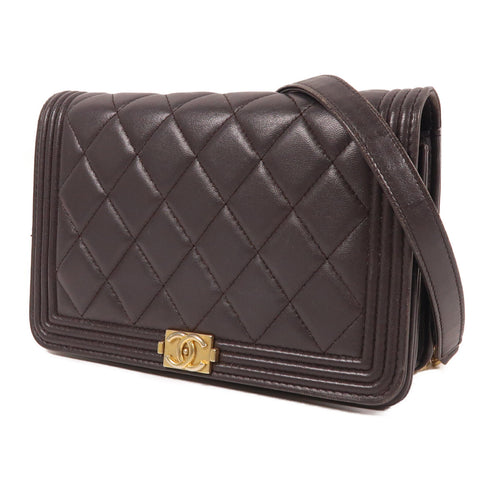 CHANEL CC GHW Wallet On Chain Shoulder Bag Lambskin Leather Purple