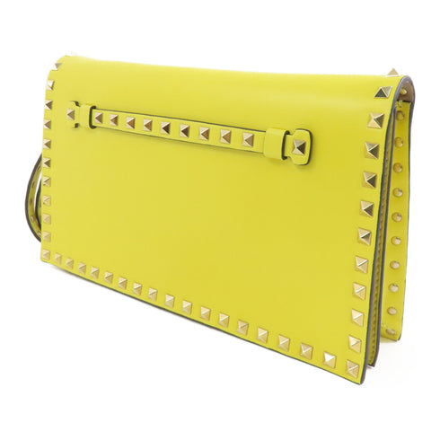 Valentino GHW Clutch Bag Leather Yellow