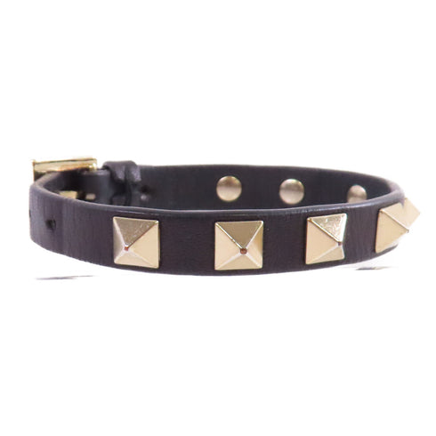 Valentino GHW Rockstud Leather Bracelet Metal Calfskin Leather