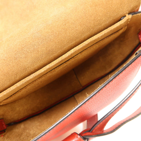 LOEWE GHW Gate Mini Shoulder Bag Crossbody Calfskin Leather Red