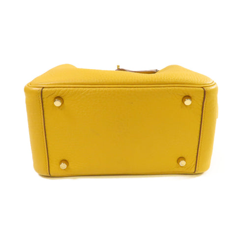 HERMES GHW Mini Lindy Shoulder Bag Clemence Leather Jaune Ambre Yellow