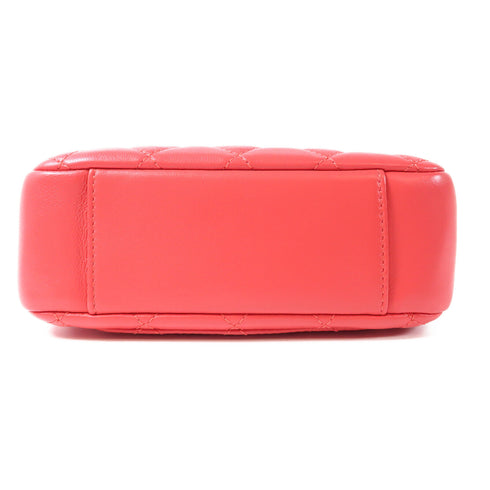 CHANEL CC GHW Chain Shoulder Bag Crossbody Lambskin Leather Red