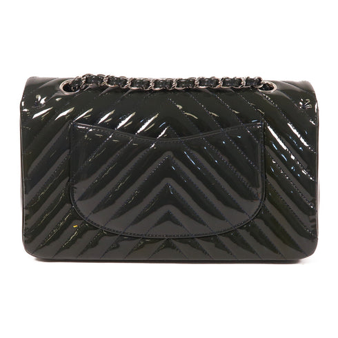 CHANEL CC SHW Chain Shoulder Bag Patent Leather Navy