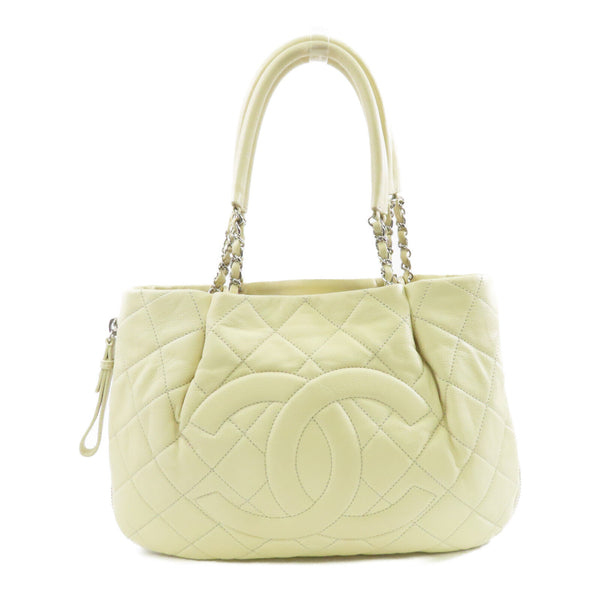 CHANEL Quilted CC SHW Shoulder Bag A50281 Calfskin Leather Cream Color