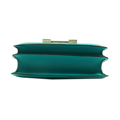 HERMES PHW Constance 24 Shoulder Bag Veau Epsom Leather Bleu Paon Menthe Green