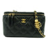 CHANEL Quilted CC GHW Vanity Case Chain Shoulder Bag Lambskin Leather Black v1