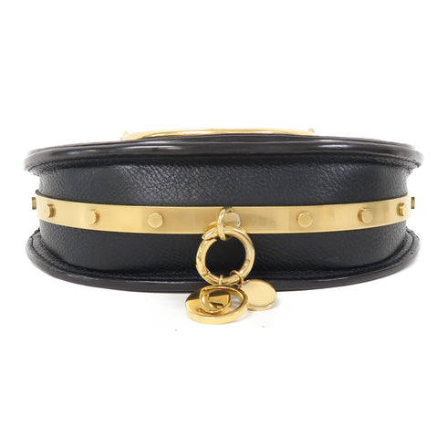 Chloe GHW Nile Bracelet 2 Way Shoulder Bag Calfskin Leather Black