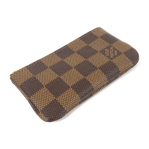 LOUIS VUITTON LV GHW Key Pouch Coin Case Purse N62658 Damier Ebene Brown