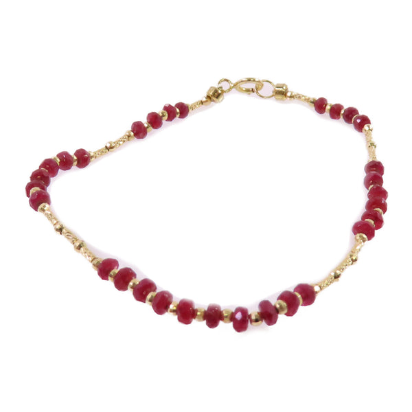 JEWELRY Red Stone Bracelet 18K Yellow Gold