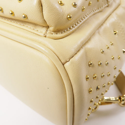 MCM GHW Backpack Rucksack Calfskin Leather Beige