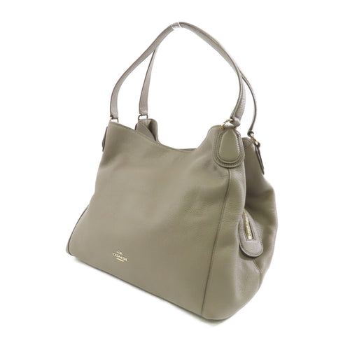 COACH GHW Shoulder Bag H1592 Calfskin Leather Grey