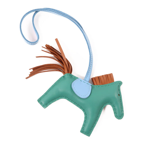 HERMES Rodeo Bag Charm 064929CA Swift Leather Green/Blue/Brown