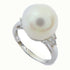 FINE JEWELRY 0.134ct Diamond 4.5g Pearl Ring 18K White Gold US#6.75